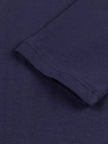 男孩素色長袖T恤 - 藏蓝色 - 查看 3