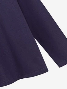 男孩素色長袖T恤 - 藏蓝色 - 查看 4