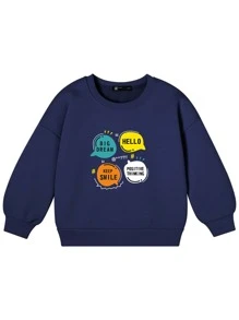 男孩標語圖案保暖衛衣