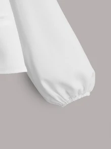 SHEIN Tween女孩蕾絲主教袖襯衫