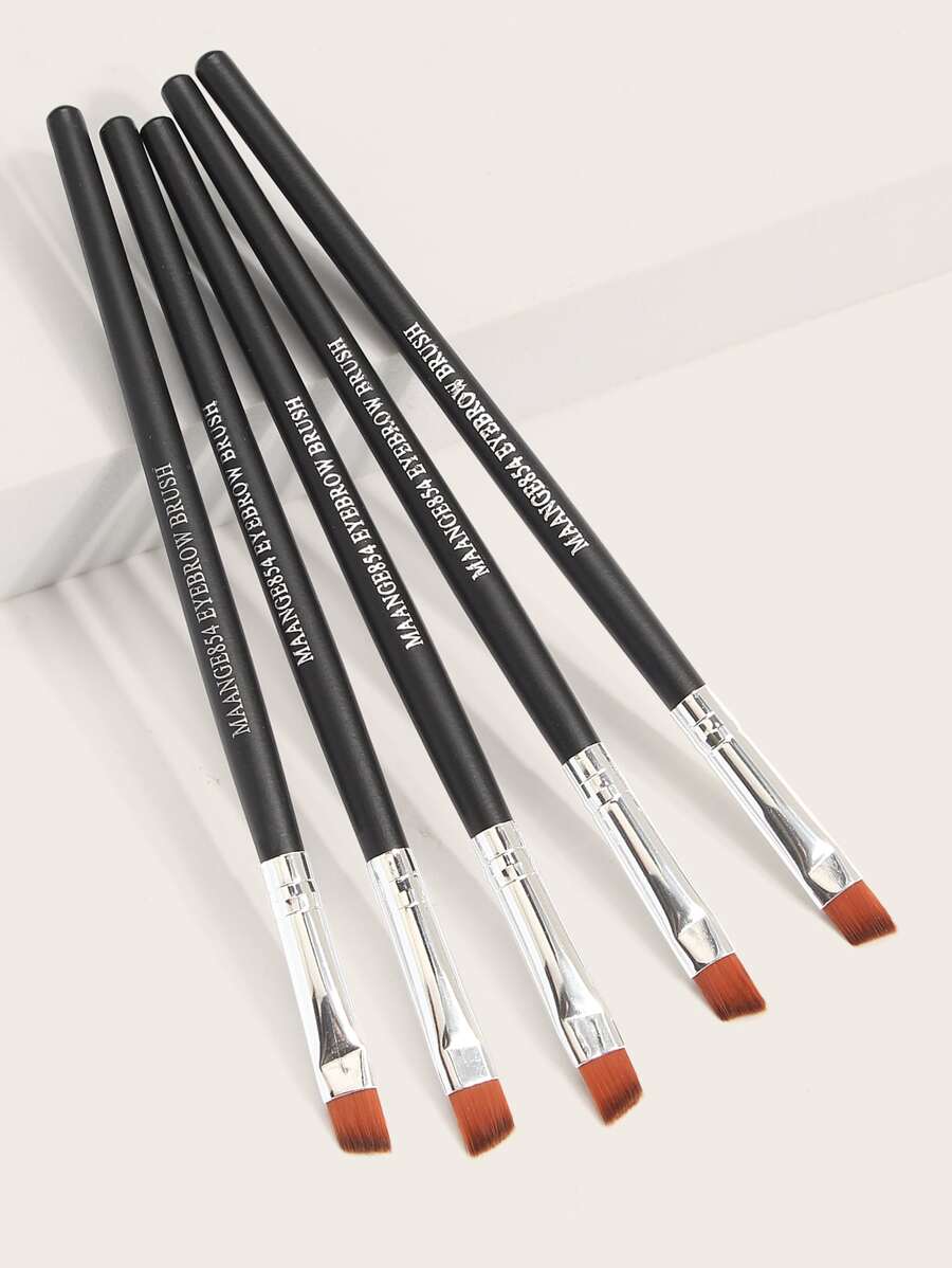 MAANGE 5pcs Beveled Head Eyebrow Brush,Makeup Tools With Soft Fiber For Easy Carrying,Brush For Travel - Black - View 1