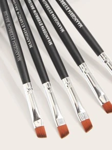 MAANGE 5pcs Beveled Head Eyebrow Brush,Makeup Tools With Soft Fiber For Easy Carrying,Brush For Travel - Black - View 3