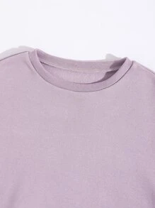 SHEIN Unity Thermal Lined Solid Sweatshirt With Joggers - Lilac Purple - View 3