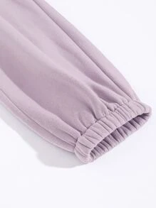 SHEIN Unity Thermal Lined Solid Sweatshirt With Joggers - Lilac Purple - View 4