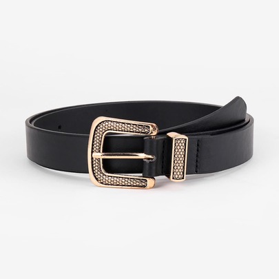 Textured Metal Buckle Belt With Hole Punch