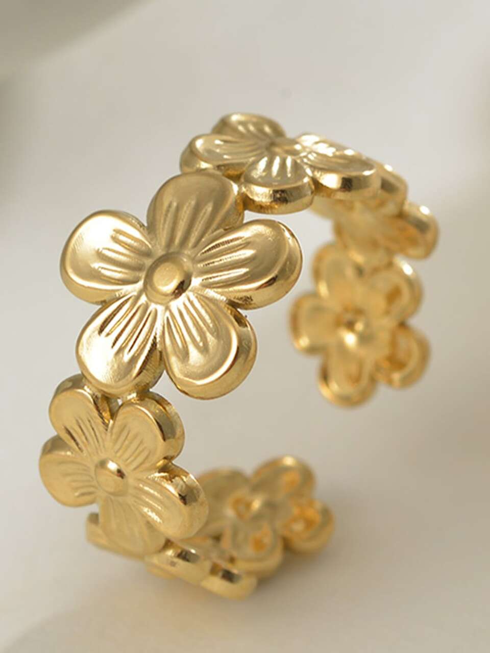 Flower Decor Cuff Ring