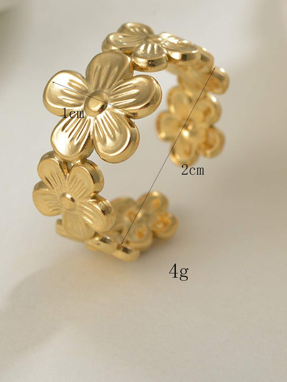 Flower Decor Cuff Ring