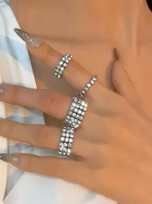 4入組水鑽裝飾戒指