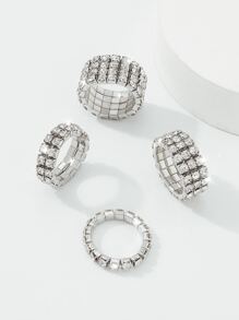 4入組水鑽裝飾戒指