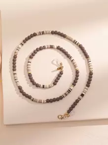 Boho Color Block Beaded Glasses Chain Glasses Accessories For Women - Brown - View 2