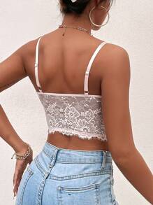SHEIN SXY Lace Bustier Crop Cami Top - Baby Pink - View 2
