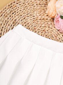 Niñas Falda fruncido con botón falso - Blanco - Ver 5