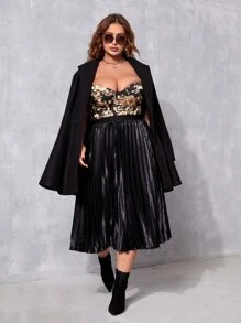 Celure 大碼印花後背繫帶抹胸上衣 - 黑色 - 查看 4