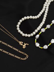 男士4入組動物吊墜項鍊 - 彩色 - 查看 2