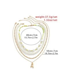 男士4入組動物吊墜項鍊 - 彩色 - 查看 3