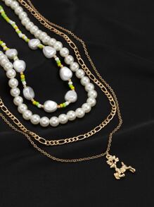 男士4入組動物吊墜項鍊 - 彩色 - 查看 5