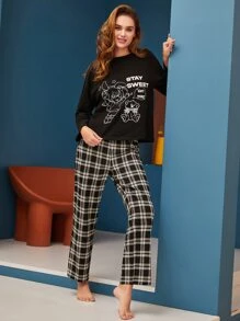 SHEIN Unity 格紋高腰睡褲 - 彩色 - 查看 3