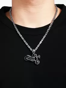 男士骷髏細節項鍊 - 銀色 - 查看 1