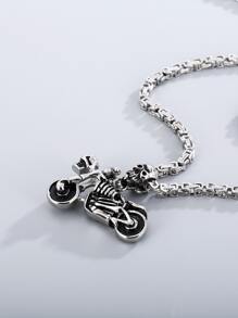 男士骷髏細節項鍊 - 銀色 - 查看 3