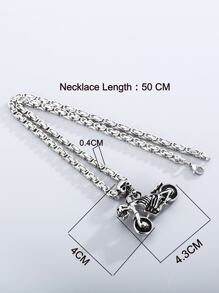 男士骷髏細節項鍊 - 銀色 - 查看 5