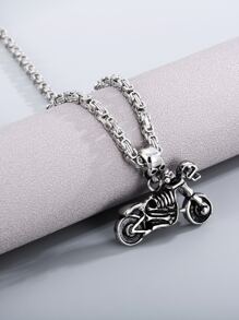 男士骷髏細節項鍊 - 銀色 - 查看 6