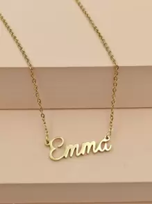 字母裝飾項鍊 - 金黃色 - 查看 1