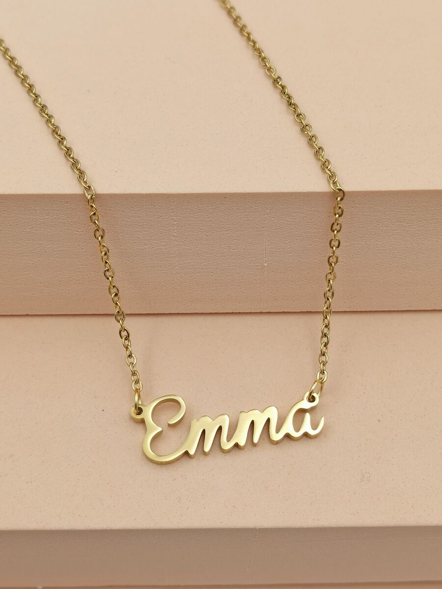 字母裝飾項鍊 - 金黃色 - 查看 1