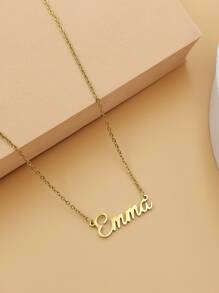 字母裝飾項鍊 - 金黃色 - 查看 3
