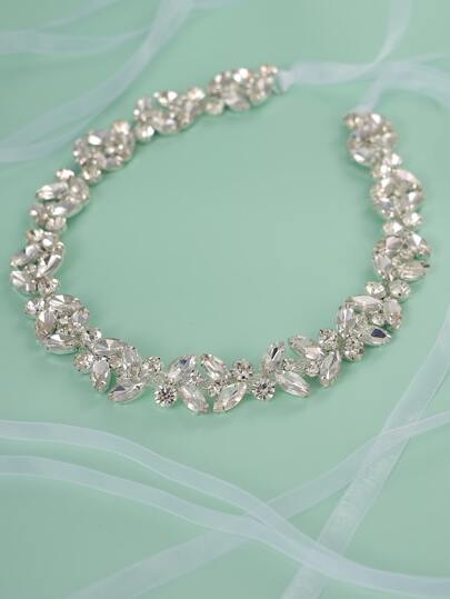 Cinturón nupcial elegante con decoración de strass para bodas. Accesorios del Día de San Valentín