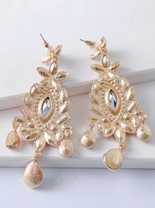 juran 水鑽裝飾耳墜 - 綠色 - 查看 2