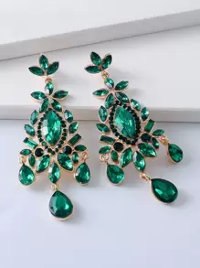 juran 水鑽裝飾耳墜 - 綠色 - 查看 5