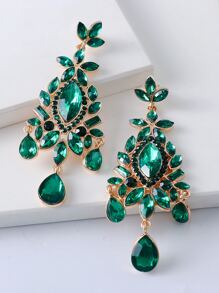 juran 水鑽裝飾耳墜 - 綠色 - 查看 6