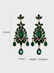 juran 水鑽裝飾耳墜 - 綠色 - 查看 7