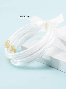 5pcs Girls Bow Decor Bracelet - White - View 3
