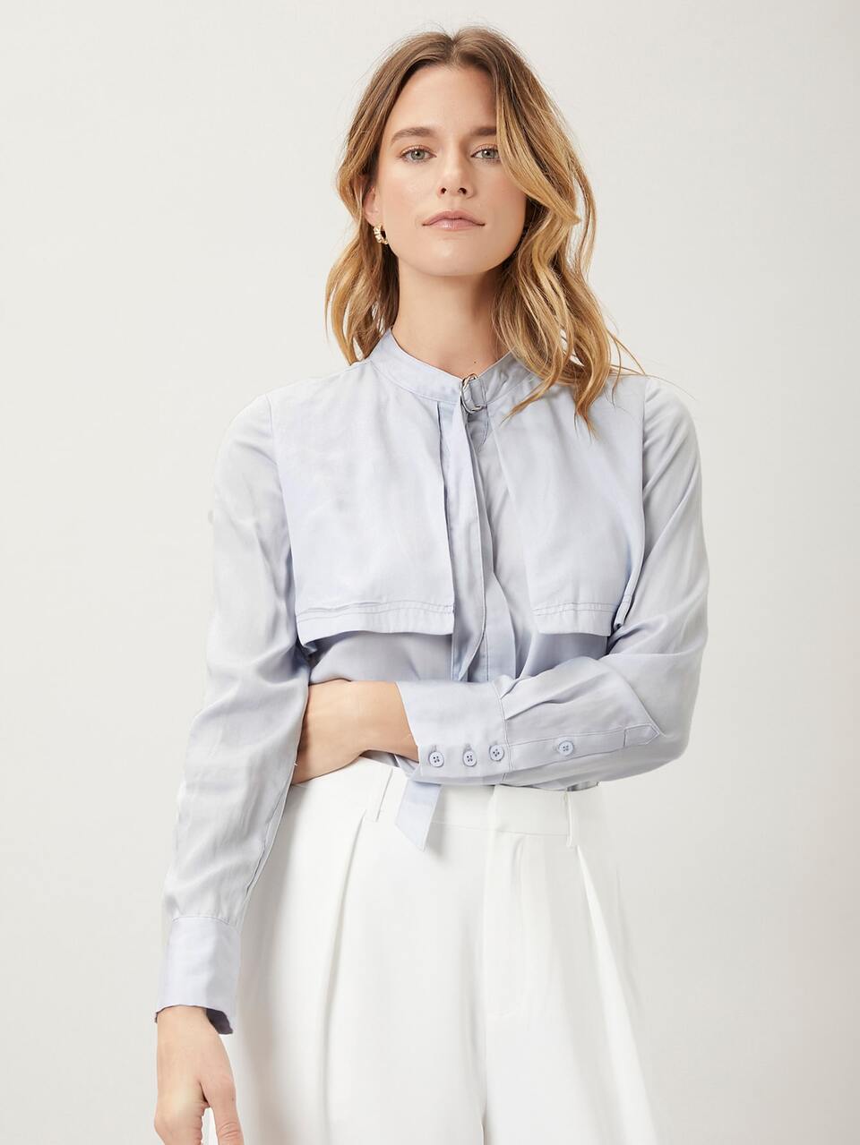 VISCOSE STRAIGHT FIT DRAPED TOP