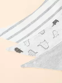 3入組嬰兒卡通恐龍圖案方巾