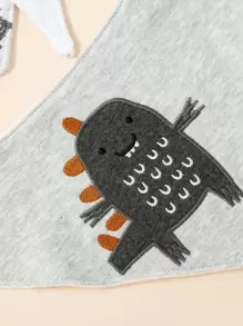 3入組嬰兒卡通恐龍圖案方巾