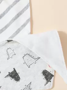 3入組嬰兒卡通恐龍圖案方巾