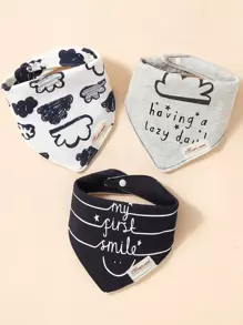 3pcs Baby Cloud Pattern Bandana Bib - Royal Blue - View 1