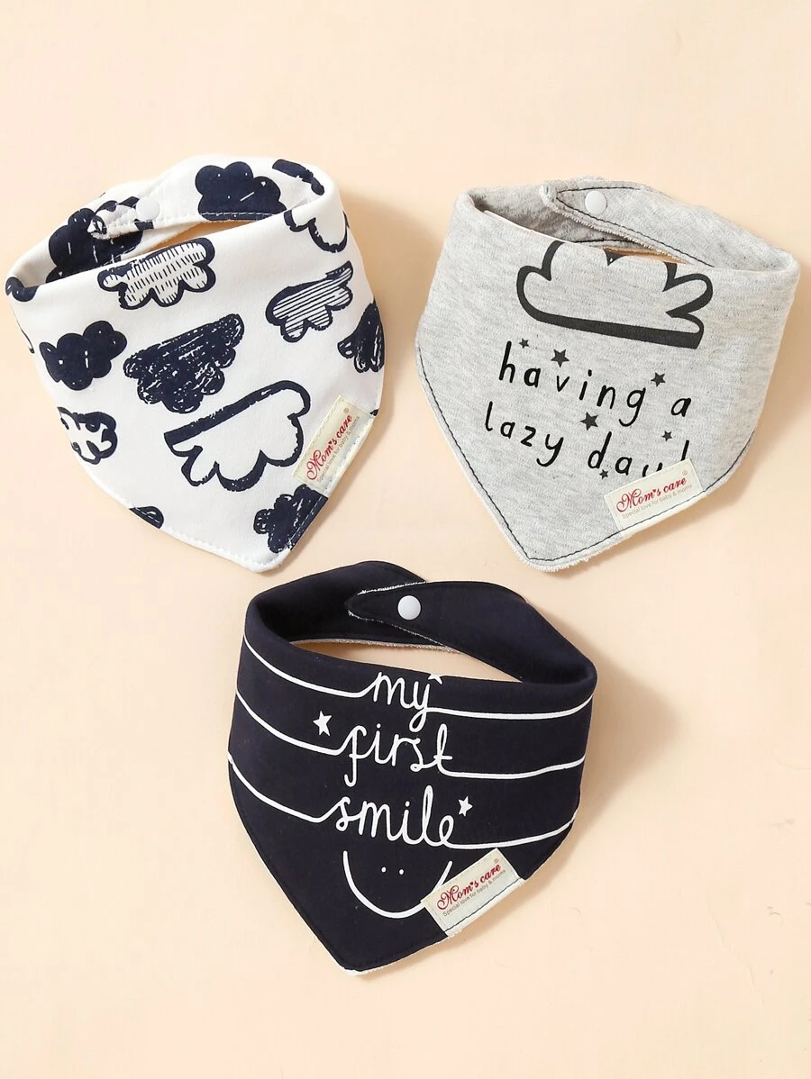 3pcs Baby Cloud Pattern Bandana Bib - Royal Blue - View 1