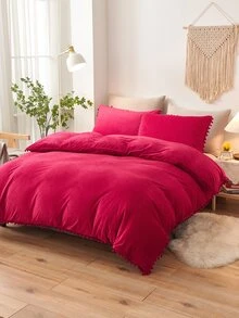 球球裝飾被套套裝不附帶內芯 - 紅色 - 查看 2