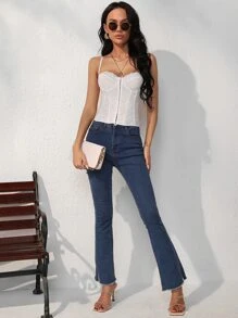 SHEIN SXY Date Night Lace Trim Party Bustier Cami Top