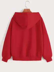 INAWLY Sudadera con capucha con cremallera, hombros caídos y cordón, forro térmico, casual de primavera/otoño para mujer, con bolsillo, cremallera, mangas largas, capucha, talla grande, regular, roja, sudadera con cremallera y hombros caídos para mujer, tops de manga larga