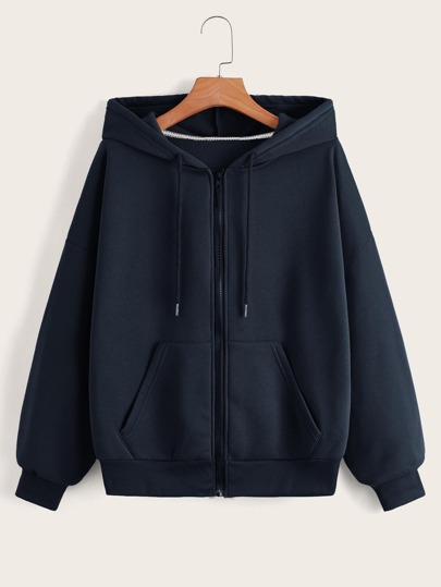 INAWLY Zip Up Drop Shoulder Drawstring Thermal Lined Hoodie,Long Sleeve Tops Graduation,Back To School Outfits,Graduation,Teacher Outfits For Women,Back To School Pullover Fall Outfit