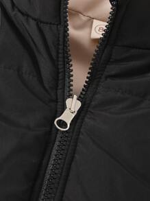 Baby Boy Solid Zip Up Puffer Vest Coat - Black - View 5