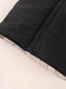 Baby Boy Solid Zip Up Puffer Vest Coat - Black - View 6