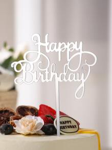 10入組/袋英語生日快樂蛋糕裝飾生日派對裝飾烘焙DIY配件 - 銀色 - 查看 1