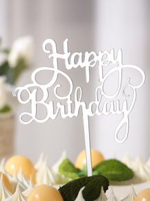 10入組/袋英語生日快樂蛋糕裝飾生日派對裝飾烘焙DIY配件 - 銀色 - 查看 3