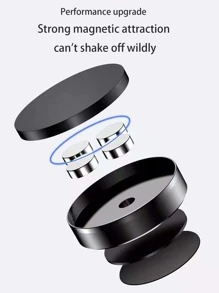 極簡風格磁性手機車載支架 - 黑色 - 查看 4