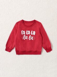 小女童1入組字母圖案運動衫 - 紅色 - 查看 1